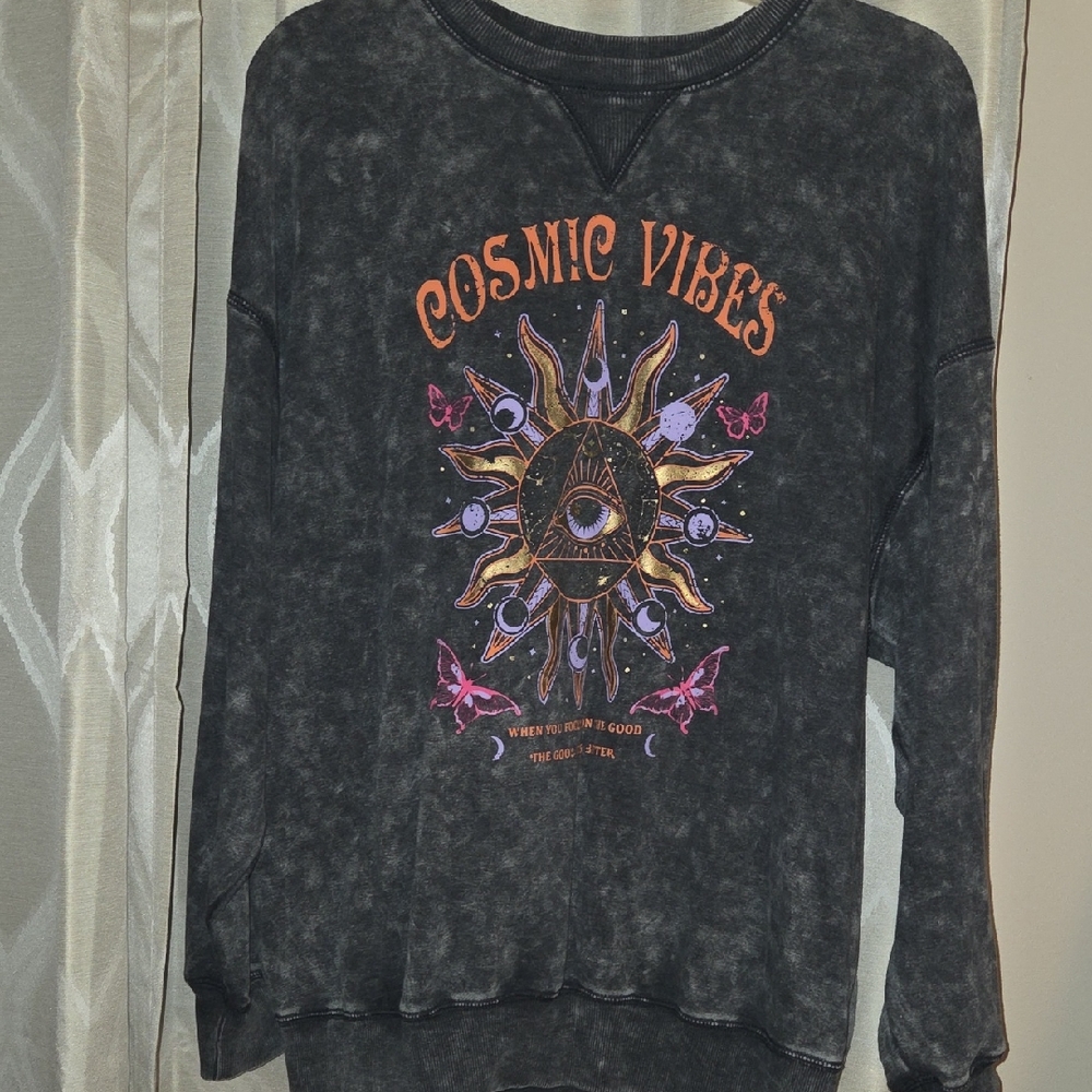 Self Esteem Cosmic Vibes Graphic Sweatshirt - Charcoal